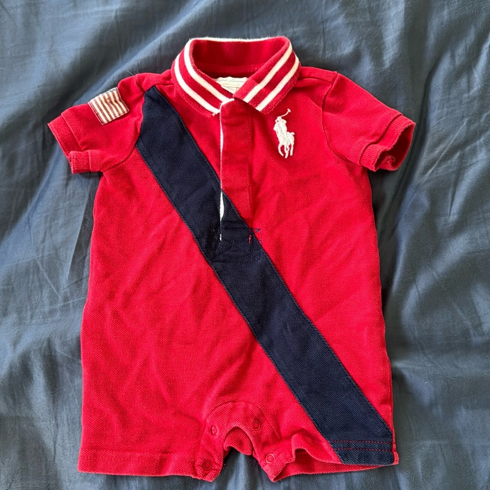 Boys Ralph Lauren baby romper 0-3 months
